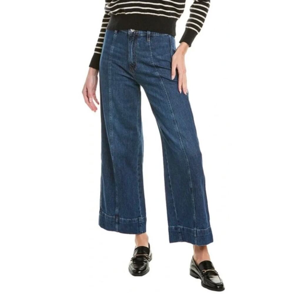Frame Jeans Womens 26 The Seamed Wide Leg Crop Etta High Rise Medium Wash Blue